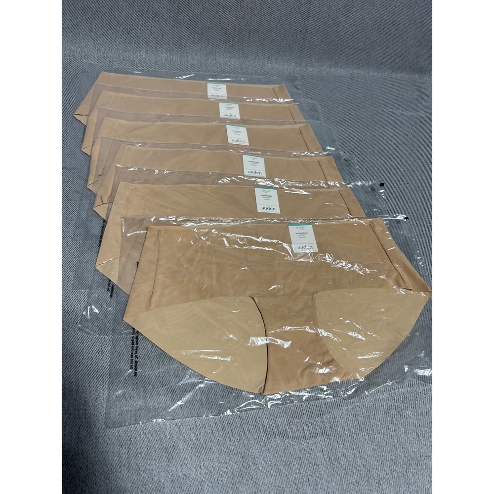 Auden Womens Invisible Edge No-Show Hipster S 4-6 Pearl Tan Seamless Lot of 6